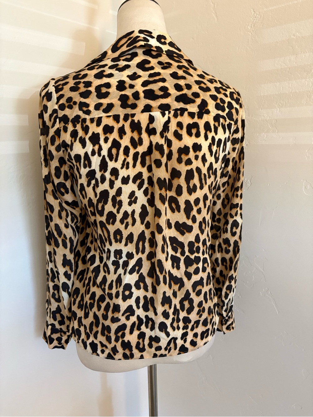 Alice + Olivia Leopard Print Button-Down Shirt in Tan and Black - Picture 2 of 5